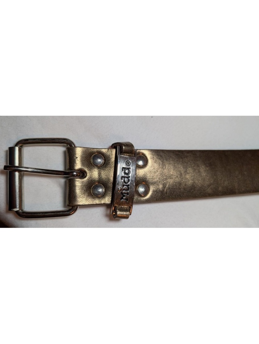 Vintage Y2K Mudd Genuine Leather Metallic Gold Studded Belt Size Medium/Large